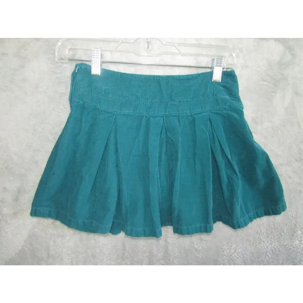 Gymboree Girls 9 Teal Corduroy Skort Pleated Gold Button Detail Fall Winter Outf